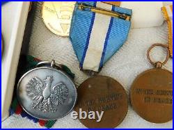 10x WW1 WW2 + LATER FULL SIZE RED CROSS UNITED NATIONS POLISH USA MEDALS ETC