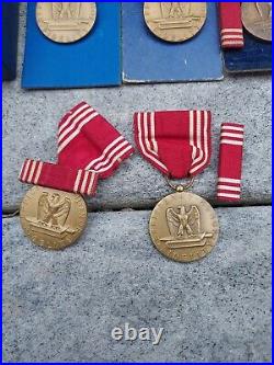 14 total WWII WW2 US Army Good Conduct Medal With Lapel Pin, Ribbon Bar and Box