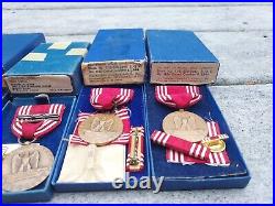 14 total WWII WW2 US Army Good Conduct Medal With Lapel Pin, Ribbon Bar and Box