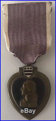 1914-1918, WW I, US Purple Heart medal, with ribbon, split broach & pin, # 3855