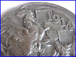 1914 World War 1 French Germany Propaganda Medal 900 Silver Signed Huguenin WW 1