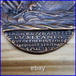 1915 Lusitania Medallion Karl Goetz Satirical German Medal World War 1 May 7