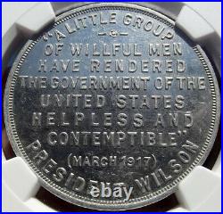 1917 Thomas L. Elder WW1 Issue HK-885, R7, MS64 PL NGC, Aluminum Medal Token