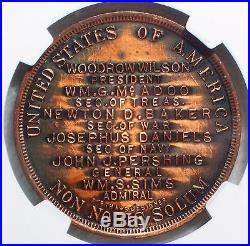 1918 NGC MS 61 RB WW1 World War 1 PEACE Medal Token HK-899 RARE RED BROWN SC $1