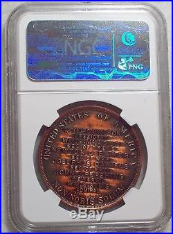 1918 NGC MS 61 RB WW1 World War 1 PEACE Medal Token HK-899 RARE RED BROWN SC $1
