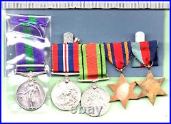 1939-45 Ww II Full Size Genuine Four Medal & Gsm/palestine Bar A. P. C. (cn-517)