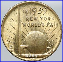 1939 USA NY WORLDS FAIR 150th President WAHINGTON Inauguration Medal Coin i87583