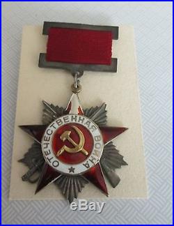 1942 WW2 Russian Original Silver Order Patriotic War 2nd Cl Red Army Medal Badge