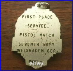 1945 7th Army 1st Place Pistol Match Sterling Silver Medal Germany Rare