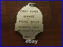 1945 7th Army 1st Place Pistol Match Sterling Silver Medal Germany Rare