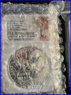 2020 End of World War 2.2Bundle Silver Eagle Proof V75 AND Silver Proof Medal