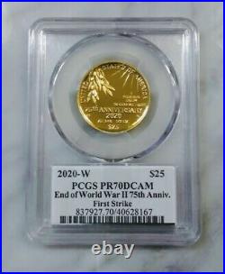 2020 End of World War 2 II 75th Anniversary Gold Medal Eagle PCGS PR70 DCAM FS