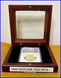 2020 End of World War II 75th anniversary W $25 Gold Medal PF70 Anna CABRAL