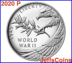 2020 P Mint End of World War II 75th 1 oz. 999 Silver Medal Eagle 1945 20XH Rare