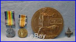 2 Canada WW1 Medals, Memorial Cross & Death Plaque
