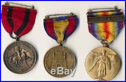 3 US Military Medals Spanish War, Indian War & World War I. GORGEOUS specimens