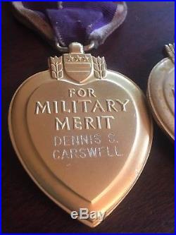 3 WWII WW2 Military U. S. Purple Heart Medal Grouping Engraved & named LOT
