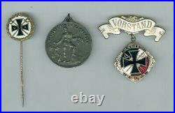 3 World War I German Military Medal, Badge and Stick Pin, US WWI Veteran Estate