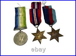 3 x WWII Campaign Medals 1939-45 Star, Atlantic Star & War Medal 39-45 with BOX