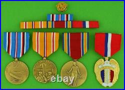 4 WWII Medals, Ribbon Bar, Honorable Service Device Pacific / Philippines WW2