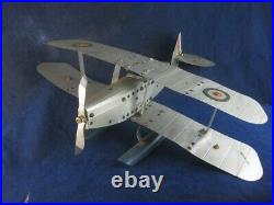 54446 Old Vintage Antique War Time WWII RAF Sea Plane Meccano Tin Toy Box
