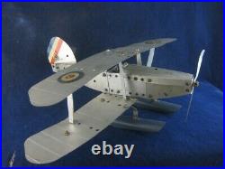 54446 Old Vintage Antique War Time WWII RAF Sea Plane Meccano Tin Toy Box