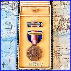 #5722 Wwii Us Army Soldiers Medal For Valor Ribbon Bar Lapel Case Numbered Ww2