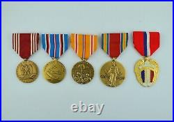 5 Full Size WWII Army Medals for Service in the Pacific Philippines WW2