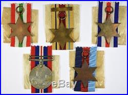 5 WW2 Medals & Bar, 1939-45, Italy, Africa, France & Germany Stars And War Medal