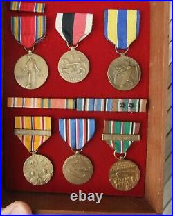 6 WWII US Navy Medals Ribbons & Bars Victory Campaign, Expeditions, Occupation