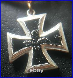 8459? German post WW2 1957 pattern miniature chain Iron Cross Gen Assault Badge