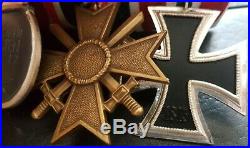 8529 German mounted medals post WW2 1957 pattern Iron Cross Eastern Front ST&L