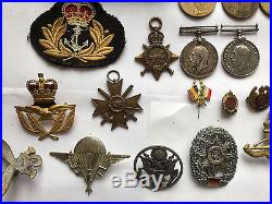 9 x WW1 Medals + 7 x Cap Badges + Princess Mary Tin