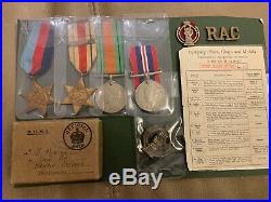 Amazing WW2 Set of Medals Royal Armoured Corps with Economy Cap Badge + Collar