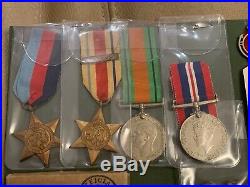 Amazing WW2 Set of Medals Royal Armoured Corps with Economy Cap Badge + Collar