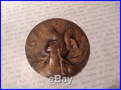 Antique French 1914 World War One Revanche! Commemorative Bronze Medal