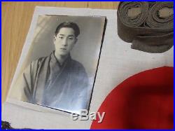 Antique Japanese WW2 world war II Soldier Set Medal Photo Belt Water Bottle +++