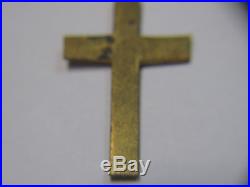 Antique Soldier Military Ww1 Gold Wash Brass Pull Chain Pocket Rosary Medal