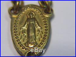 Antique Soldier Military Ww1 Gold Wash Brass Pull Chain Pocket Rosary Medal