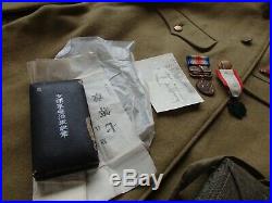 Antique WW II Japanese japan ww2 army Coat Uniform 3 Star Officer Medals Hat Cap