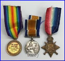 Antique X3 WW1 Medals Prisoner Of War Leslie Southam X2badges X3 Papers