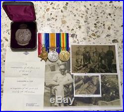 Australian WW1 Medal Trio + Gallipoli Plaque J. H. Taylor 17 Bn A. I. F. + Photos