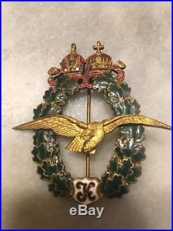 Austria. Hungary. Kuk. Beautiful Ww1 Army Field Pilot Badge. Medal