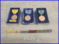 Authentic WW2 Naval Campaign Medals & Bars, In Original Boxes. See Description