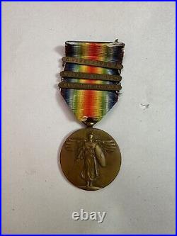 Authentic WWI Service Medal With 3 Bars