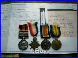Boer War QSA WW1 medal group 4bar CC OFS SA01 02 Sergeant W E Bracey Wright SAC