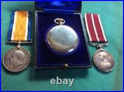 British Medal pair-MSM/BWM +presentation watch 1914 Malta by Gen. Rundle