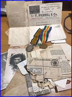 British WW1 Medals and lots documents/photos to Notts & Derby THORNLEY Grimsby