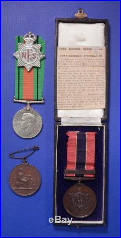 British World War 2 And Long Service Medal Group Henley Fireman Blitz Ab0162