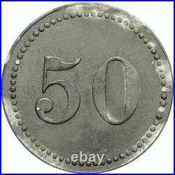C1914 GERMANY Prisoner of POW World War I WWI CREFELD Token 50 Pfennig i100835